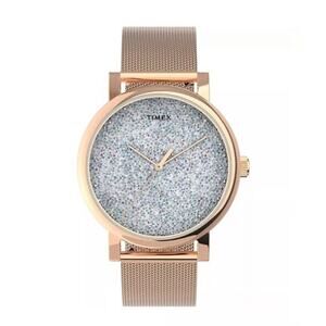 Timex Crystal Opulence Rose Gold Steel Mesh Bracelet Watch